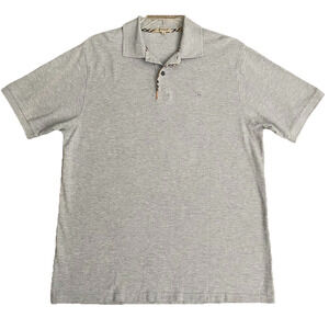 Burberry Polo Shirt T Shirt Gray Short Sleeve Cotton Nova Check Trim Logo Tee XL